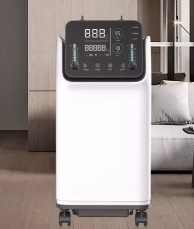 Concentrador médico de oxigênio de 5 litros com 93% de alta pureza, alarme de baixa pureza, nebulizador